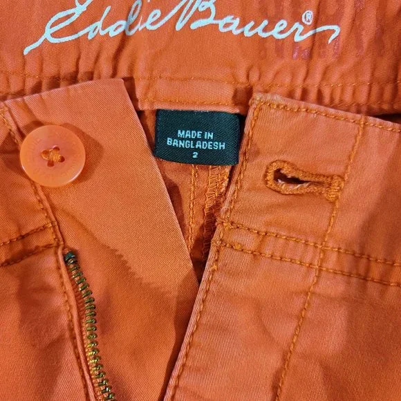 EDDIE BAUER Women's 2 (Actual 29" x 6") "Heritage Wash" Peach Shorts Stretch - Picture 4 of 5